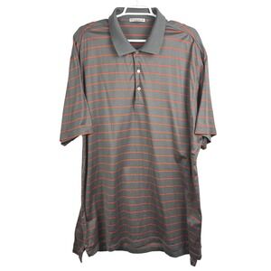 Peter‎ Millar Mens XXL Polo Shirt Gray Orange Stripe Golf Casual